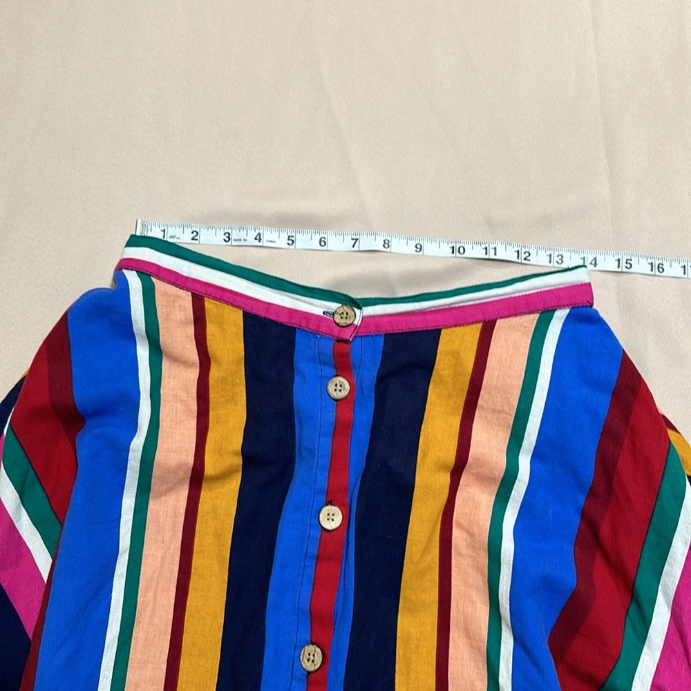 Truly 4 You Colorful Vertical Stripe Button Up Skirt. - Picture 7 of 8